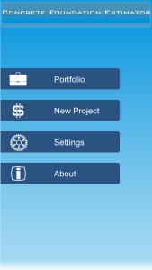 Concrete foundation estimating iOS application Concrete foundation estimating iOS application