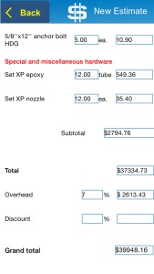 Concrete foundation estimating iOS application Concrete foundation estimating iOS application